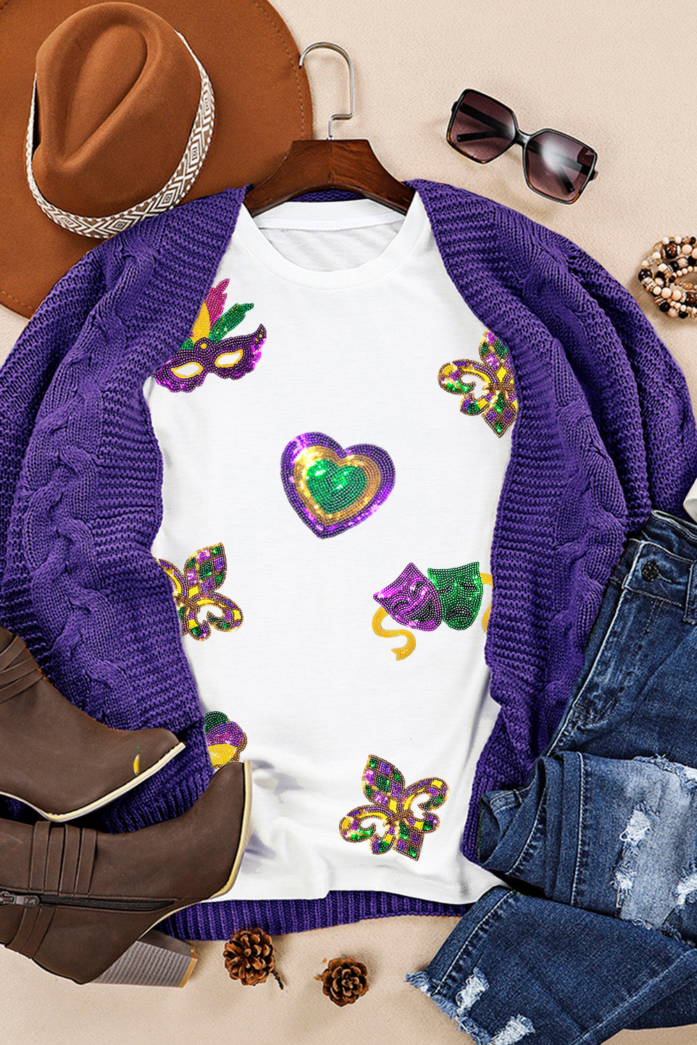 Mardi Gras Sequin Symbol Tee