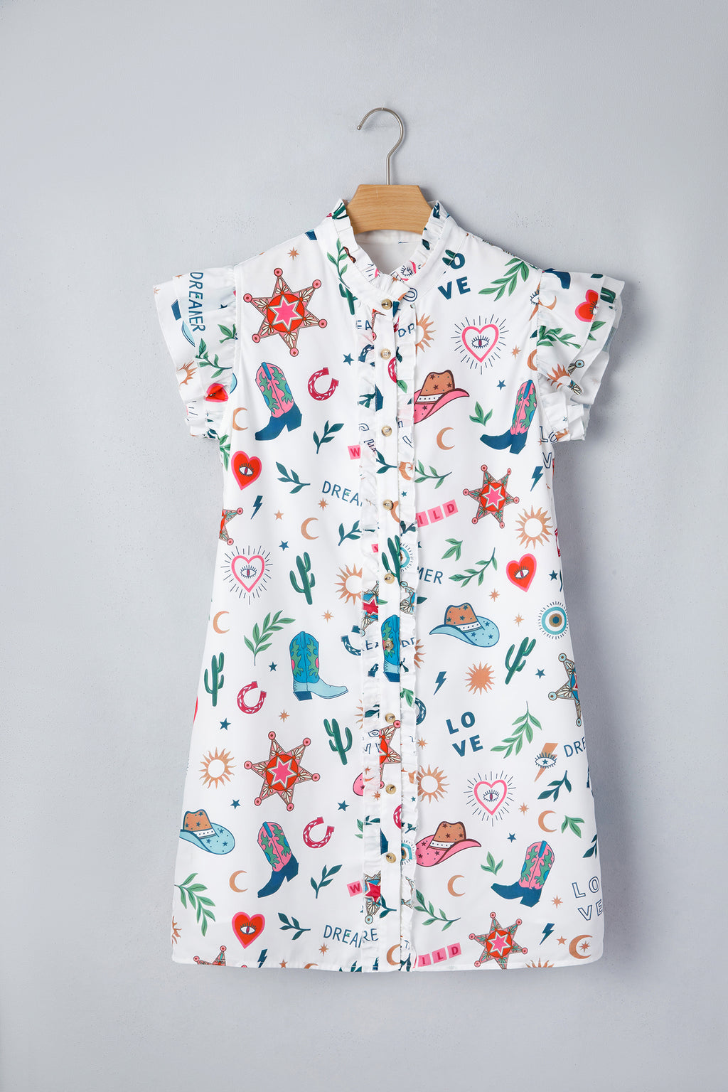Western Flutter Sleeve Mini Dress