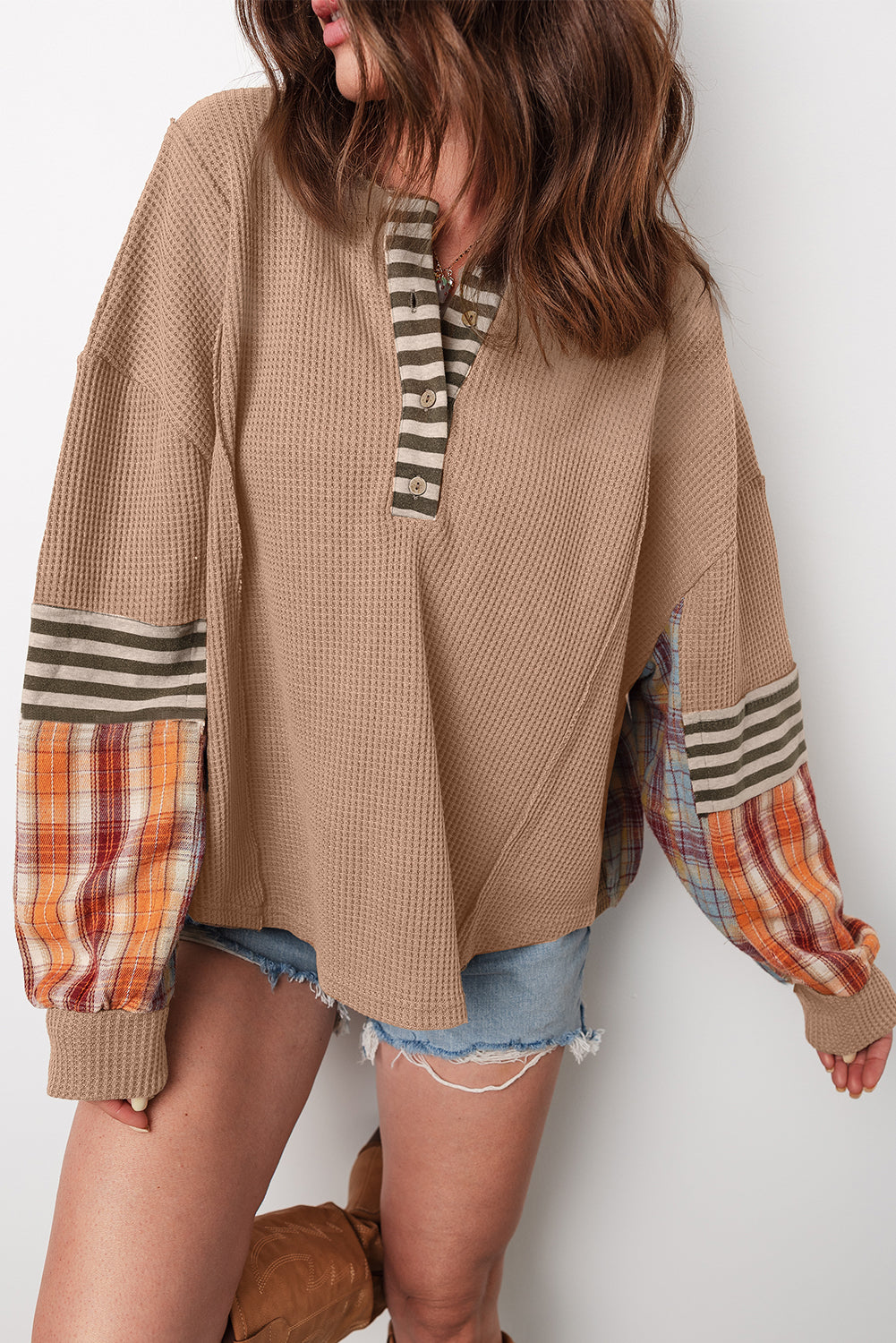 Harvest Patchwork Waffle Henley