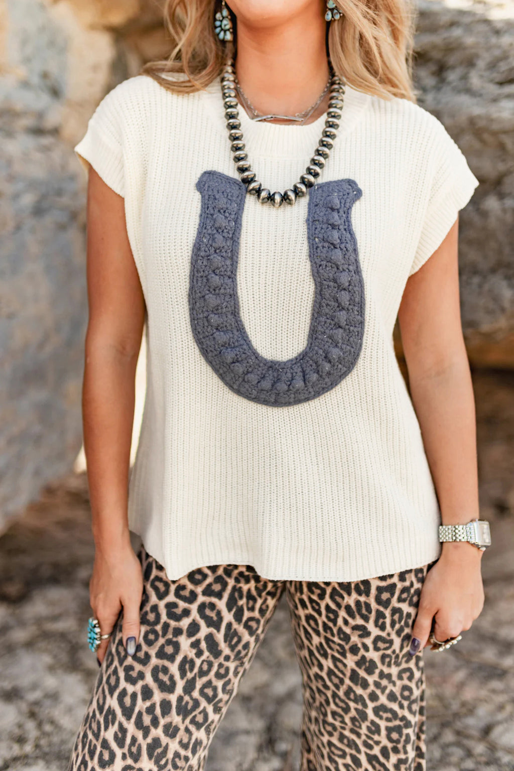Lucky Horseshoe Crochet Sweater