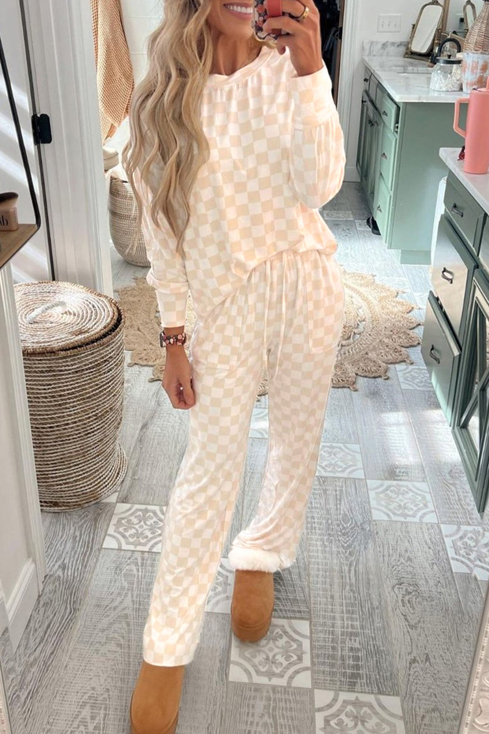 Cozy Checkered Pant Lounge Set