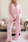 Southern Belle Pink Satin Pajama Set