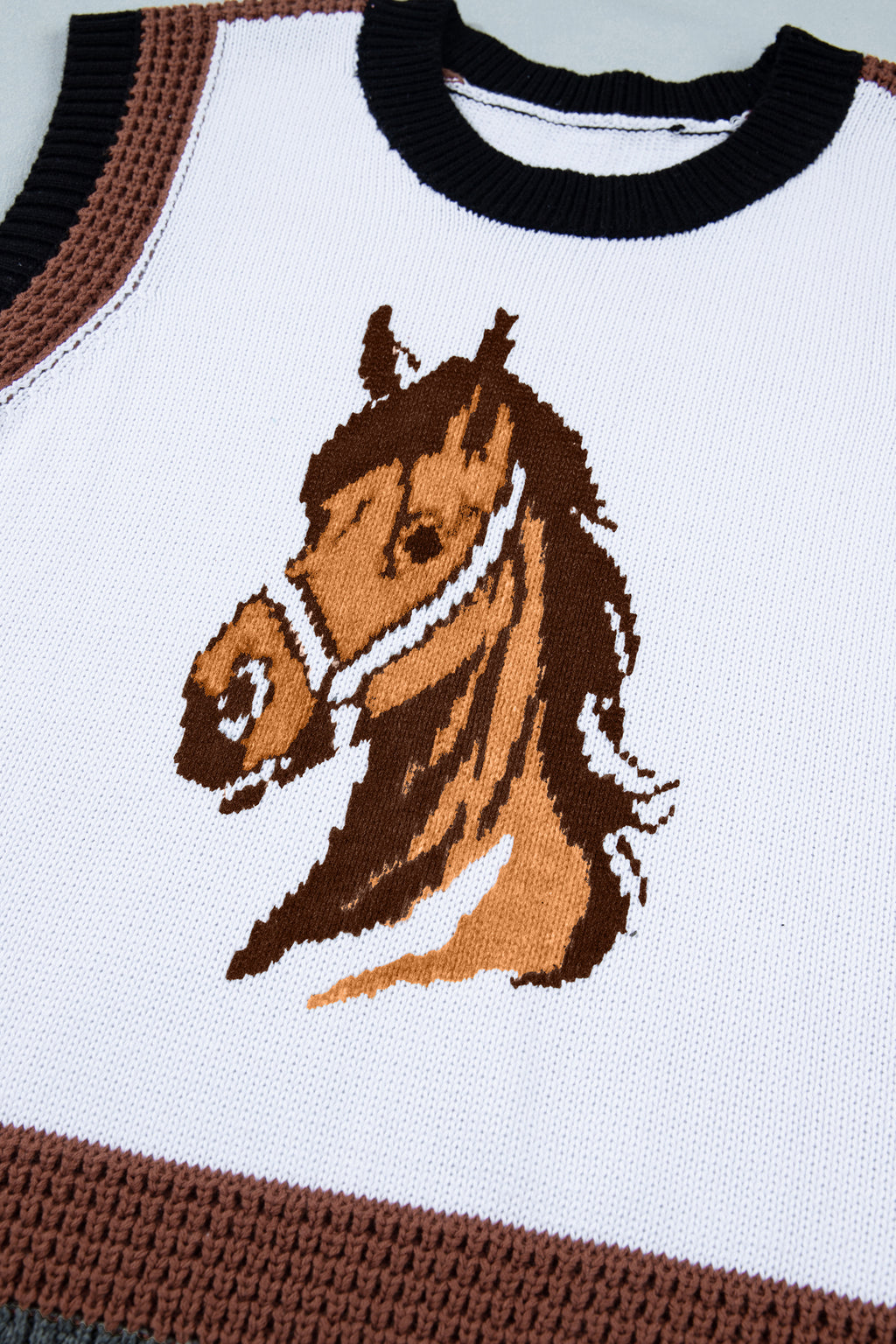 Western Horse Colorblock Sweater Vest