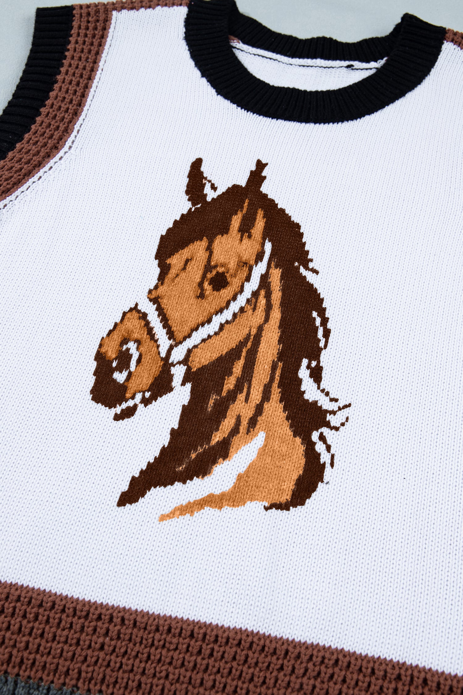 Western Horse Colorblock Sweater Vest