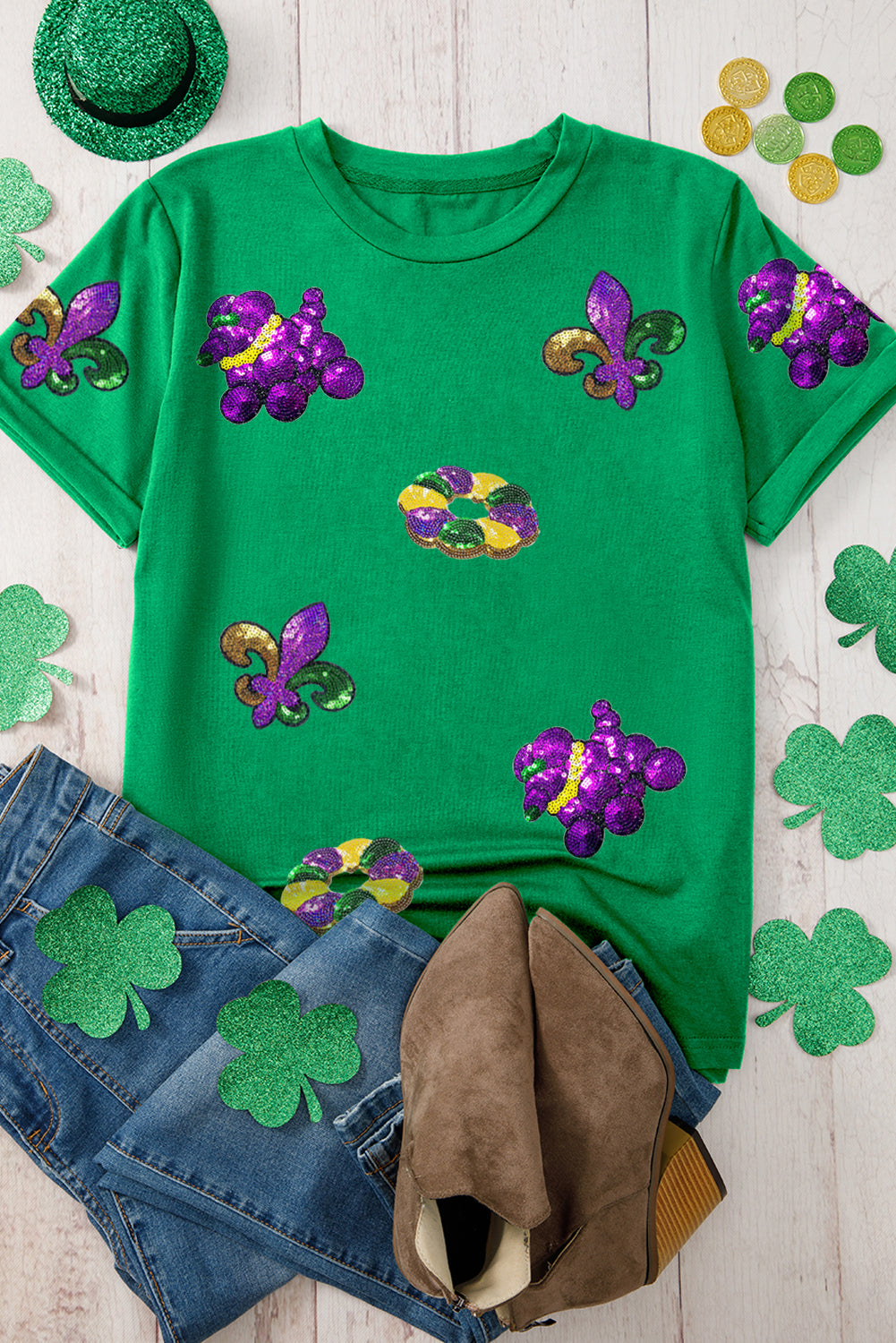 Mardi Gras Sequin Patch Tee