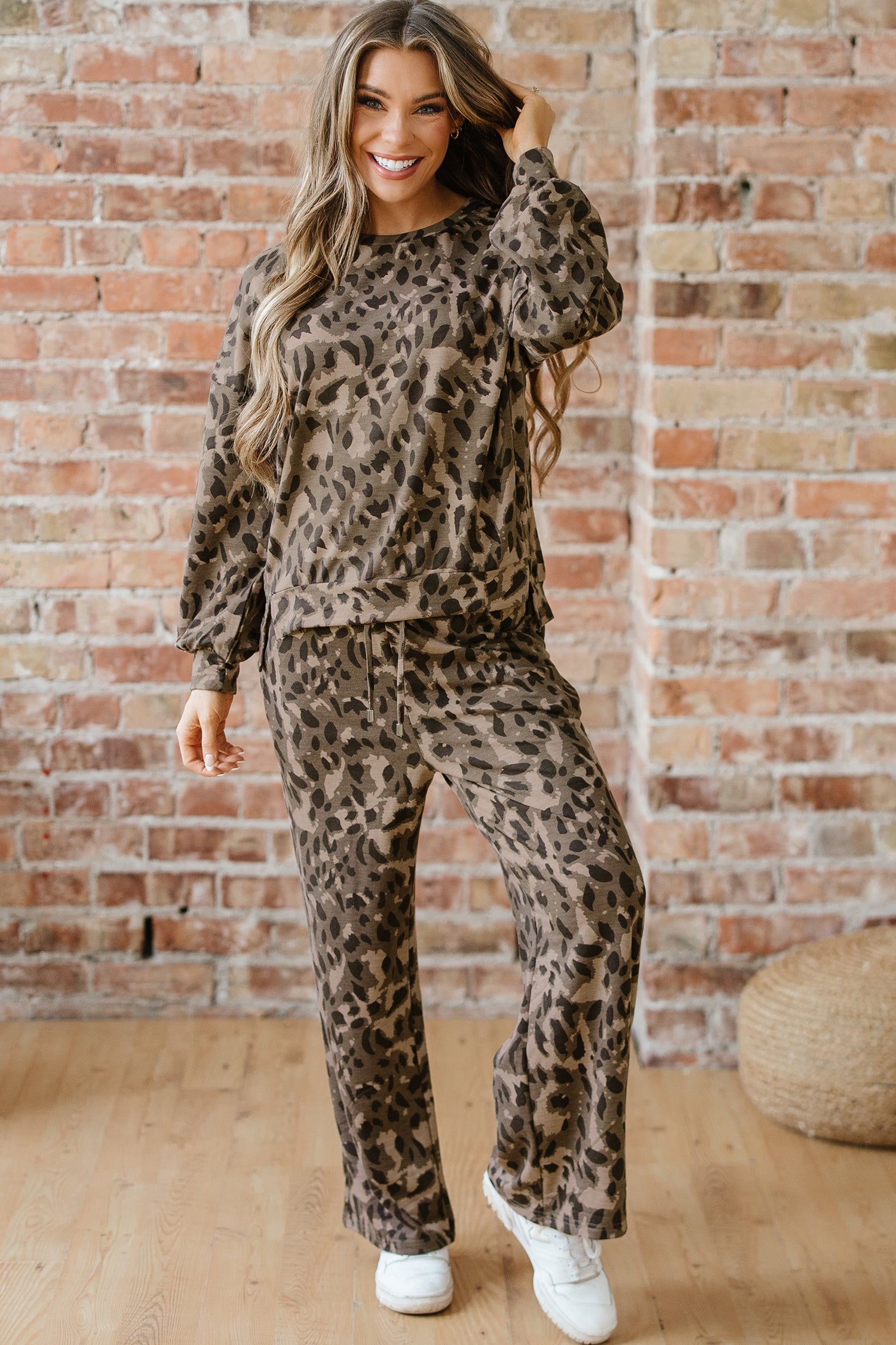 Wild Side Raw Seam Leopard Pant Set