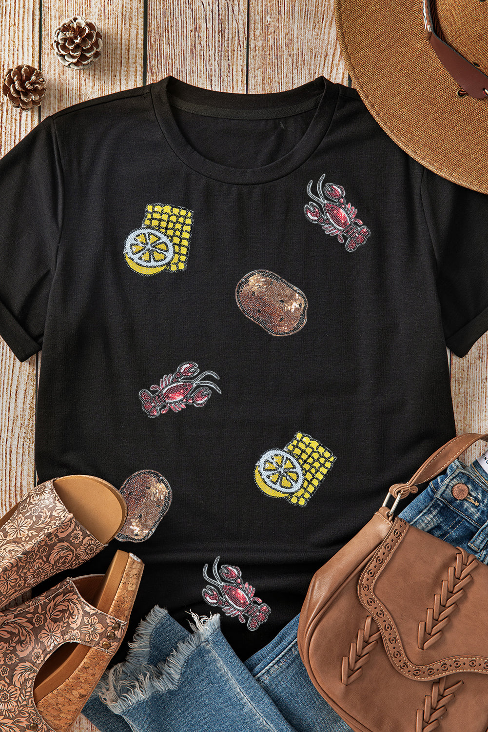 Louisiana Crawfish Boil Sequin Tee