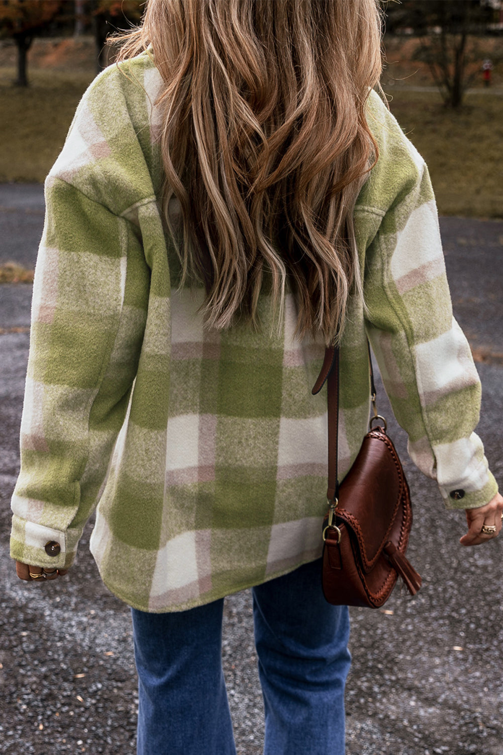 Sage Plaid Pocket Shacket