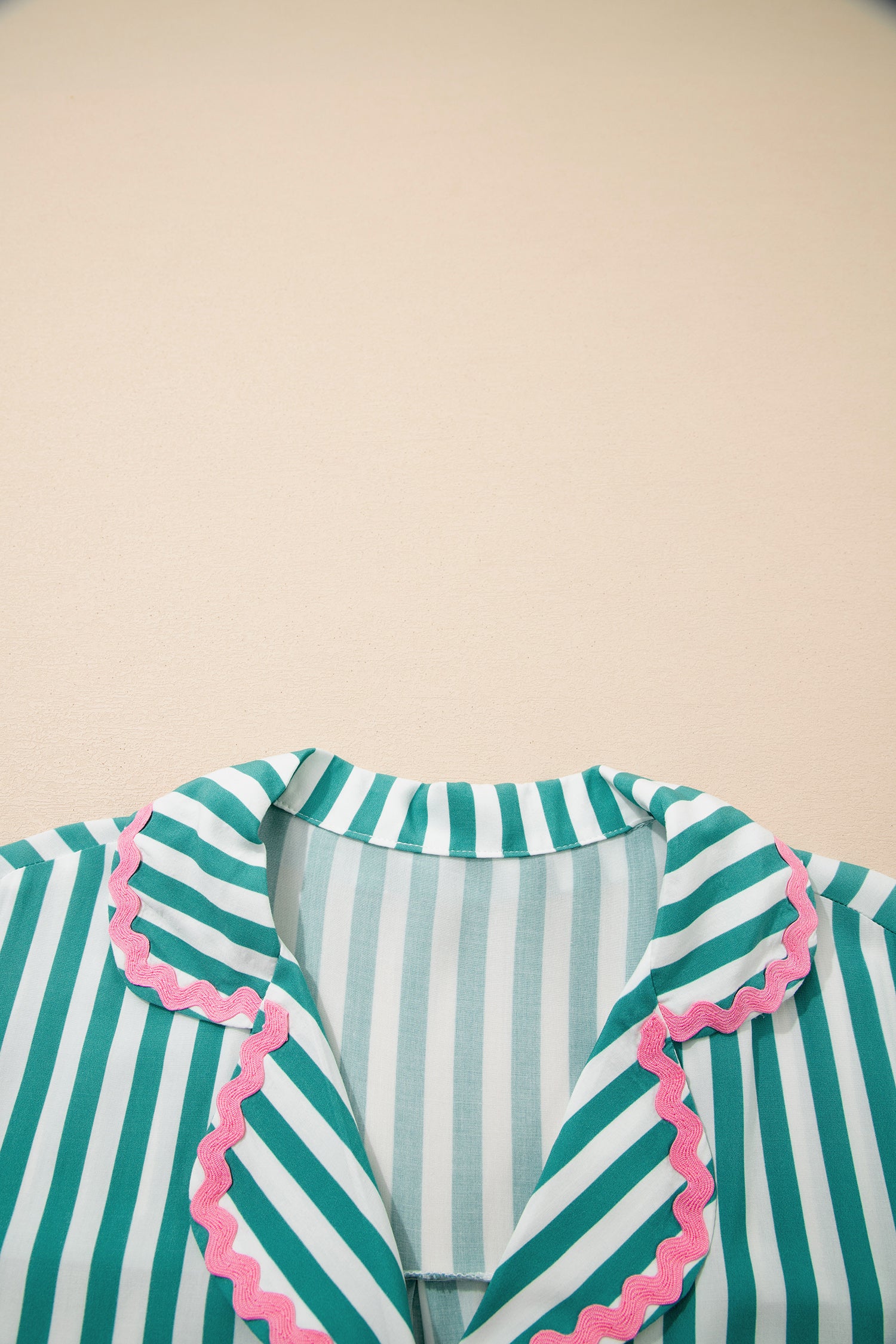 Green Stripe Ricrac Pajama Set