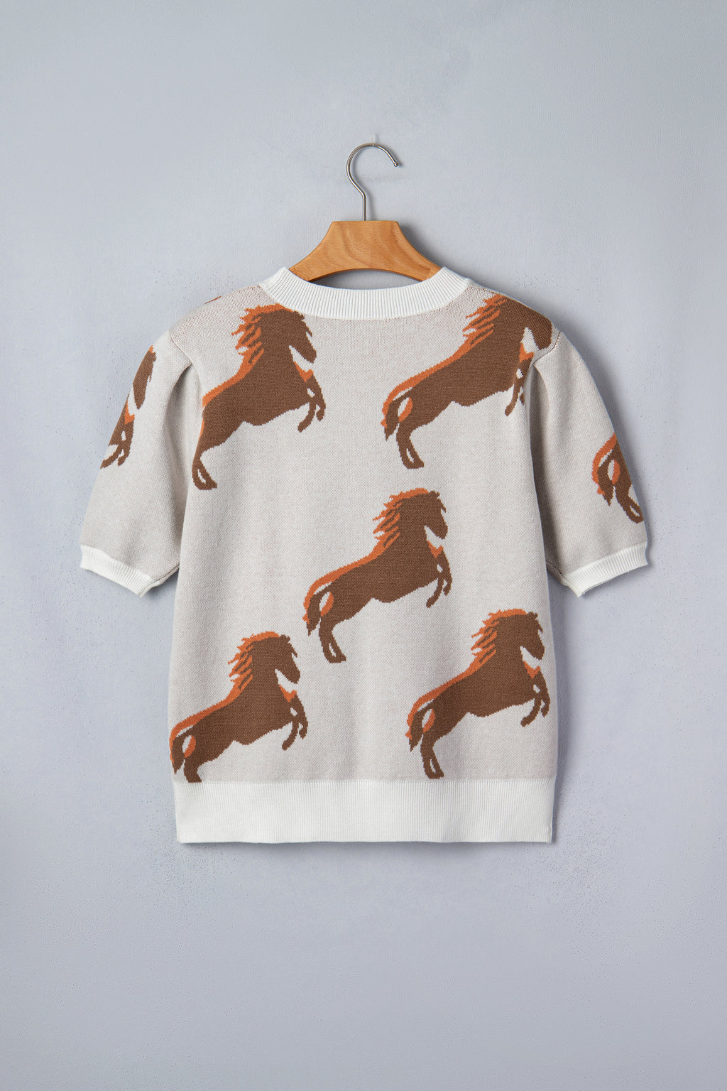Western Horse Puff Sleeve Sweater