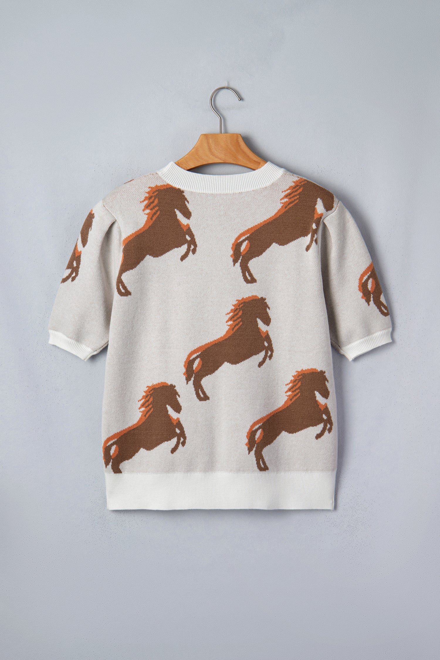 Western Horse Puff Sleeve Sweater