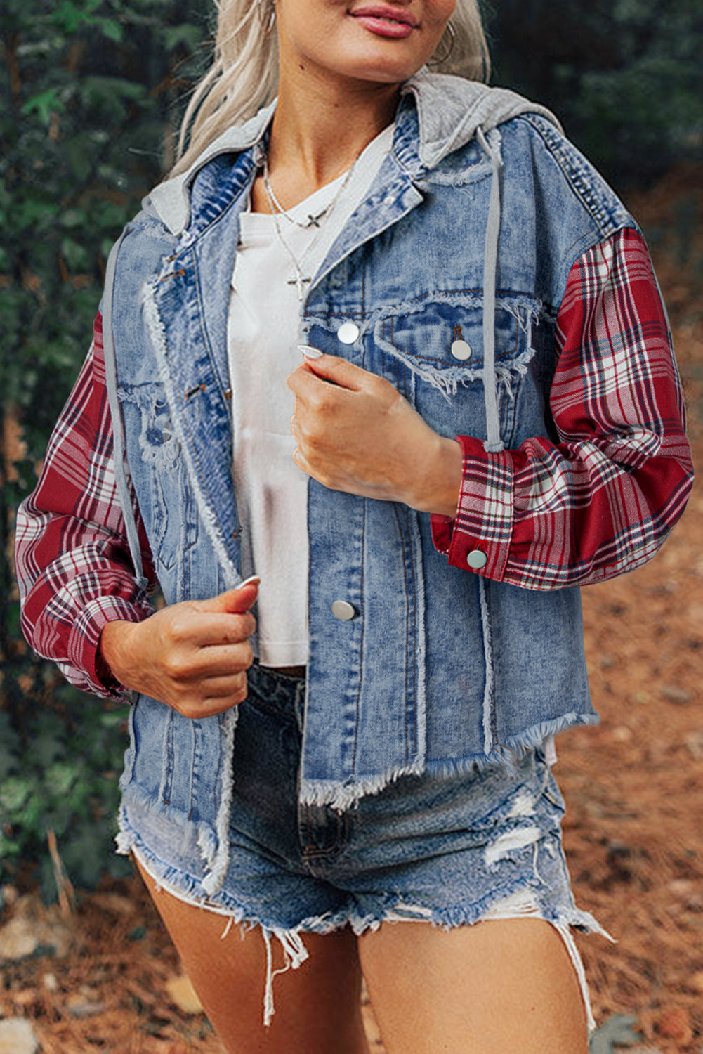 Backroad Plaid Patchwork Denim Jacket