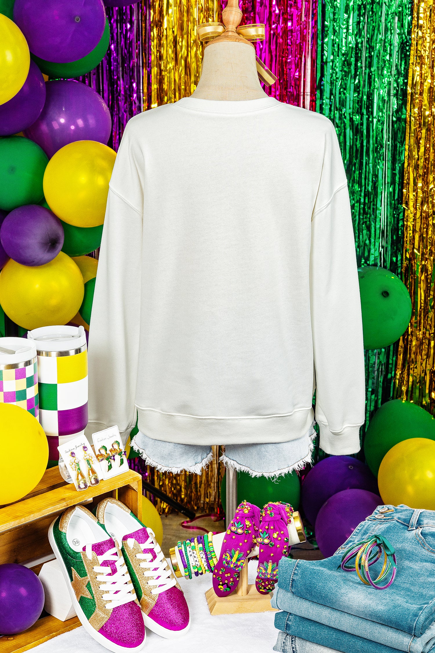 Mardi Gras Embroidered Fleur de Lis Sweatshirt
