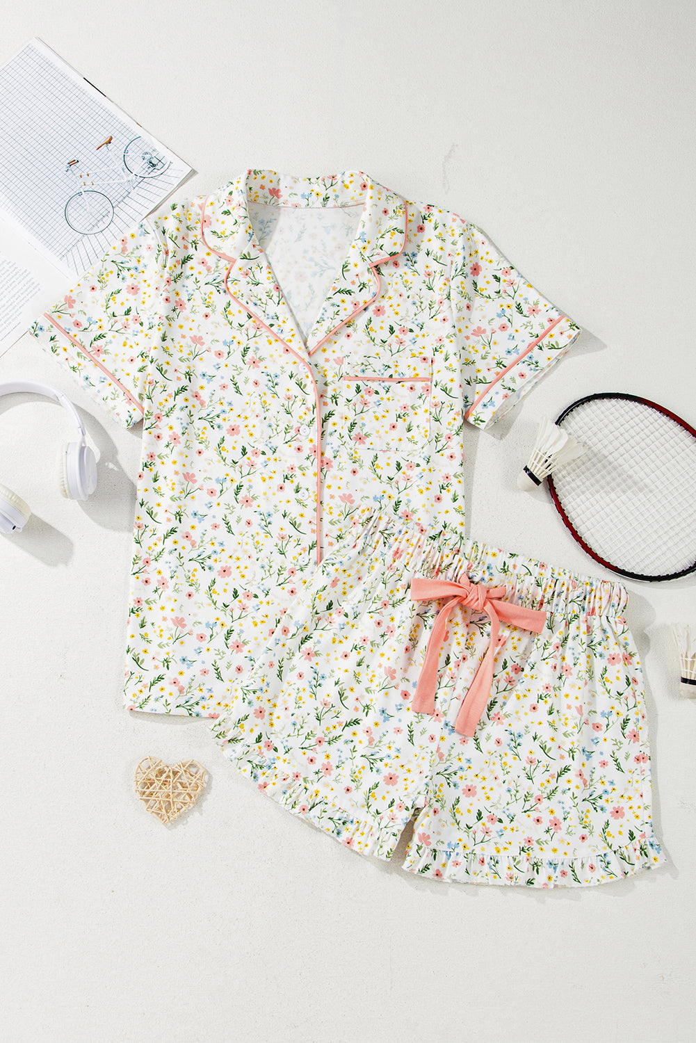 Sweet Bow Fruit Print Pajama Set