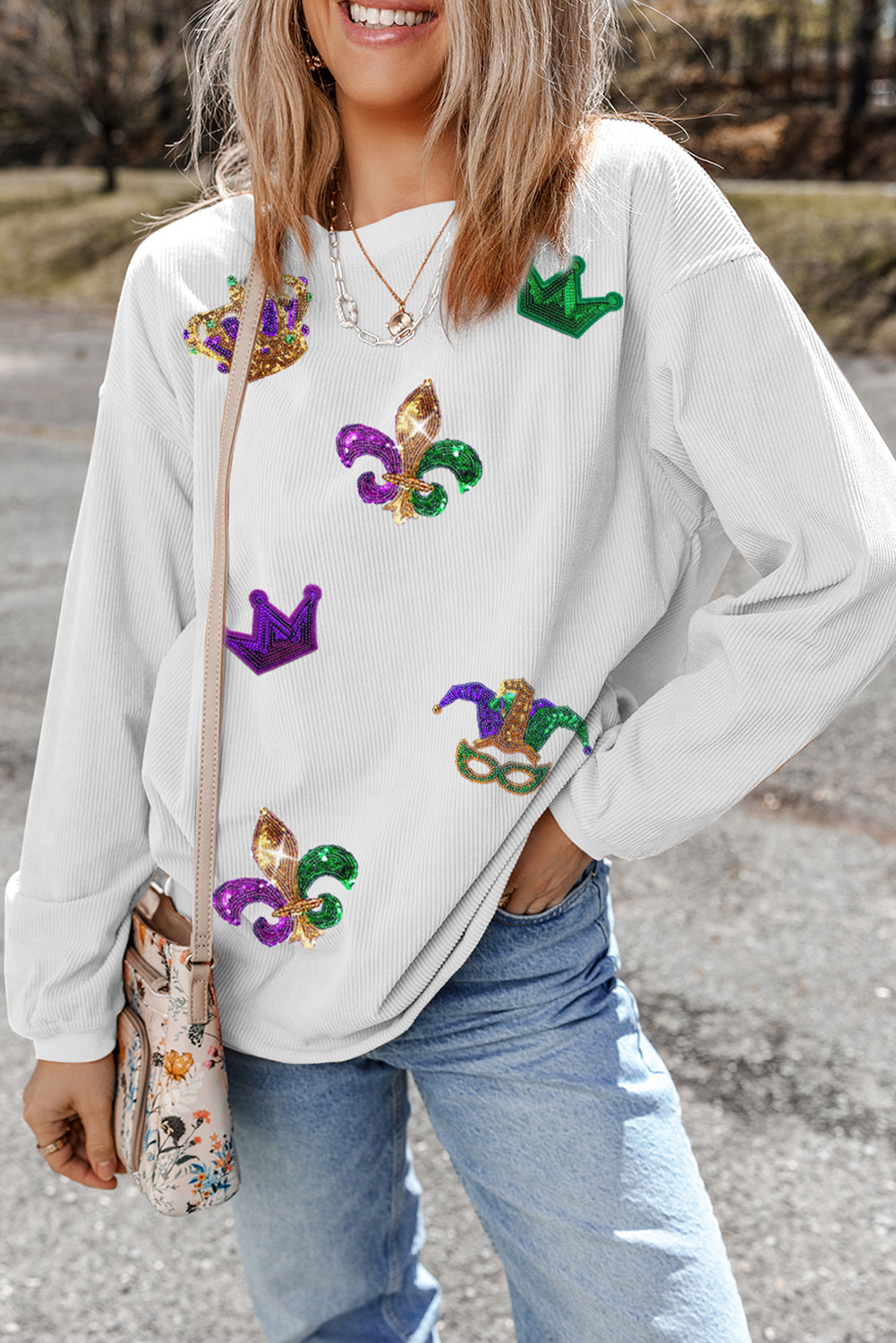 Mardi Gras Sequin Symbol Sweatshirt