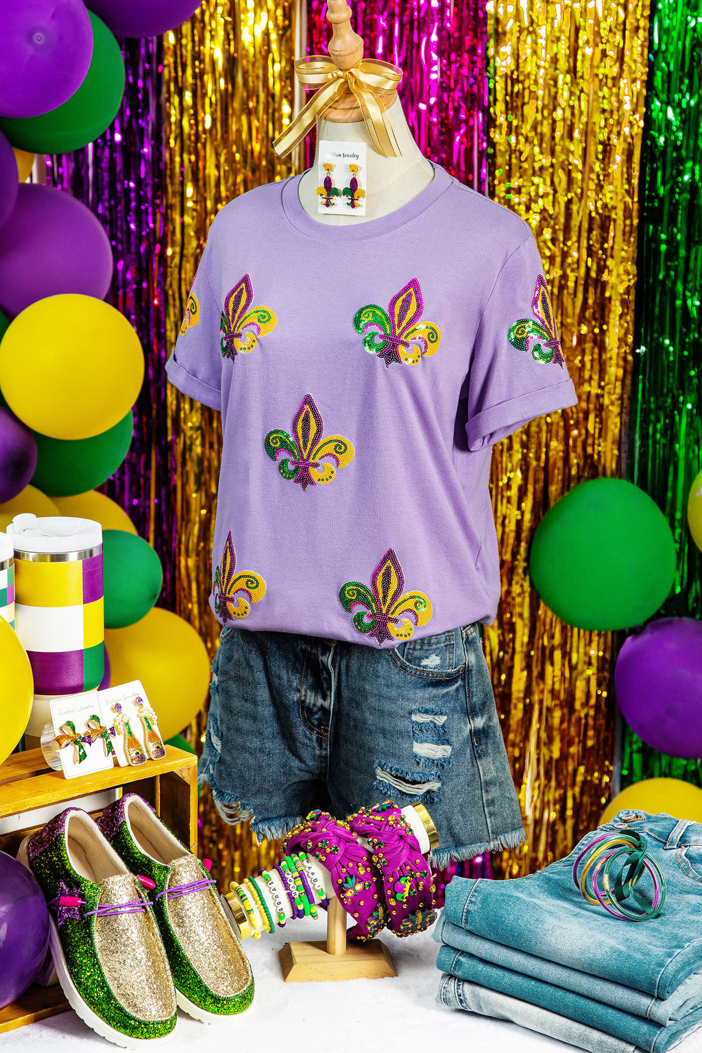 Mardi Gras Wisteria Sequin Tee