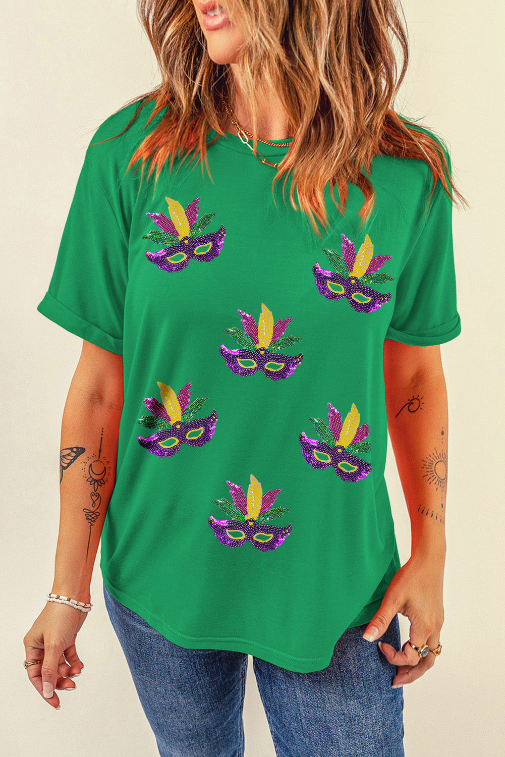 Mardi Gras Sequin Mask Tee