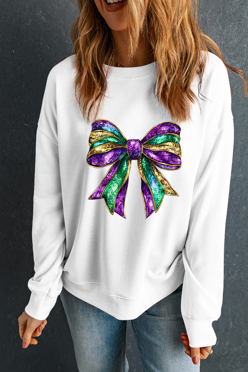 Mardi Gras Bow Sweatshirt