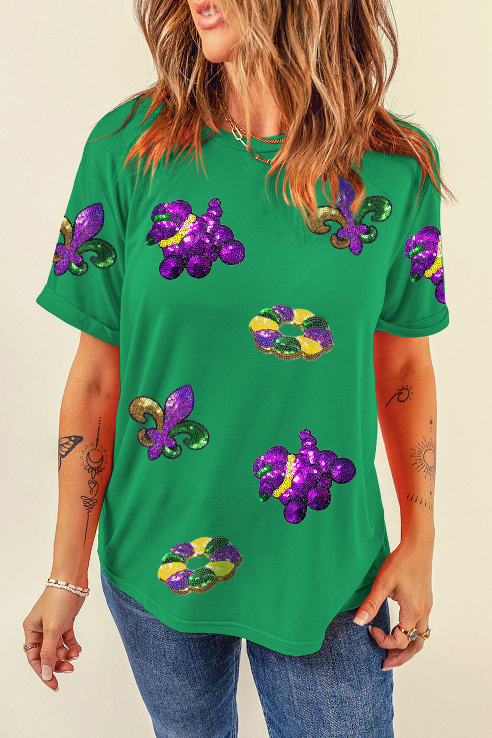 Mardi Gras Sequin Patch Tee