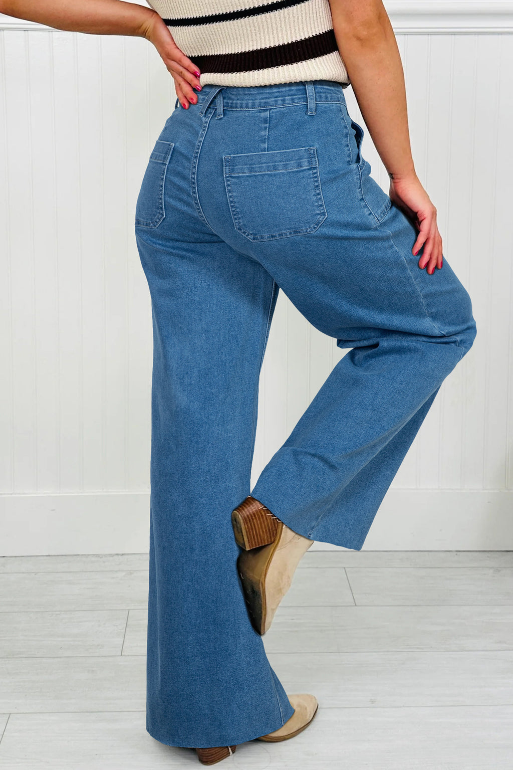 Retro Brown Washed Wide Leg Jeans