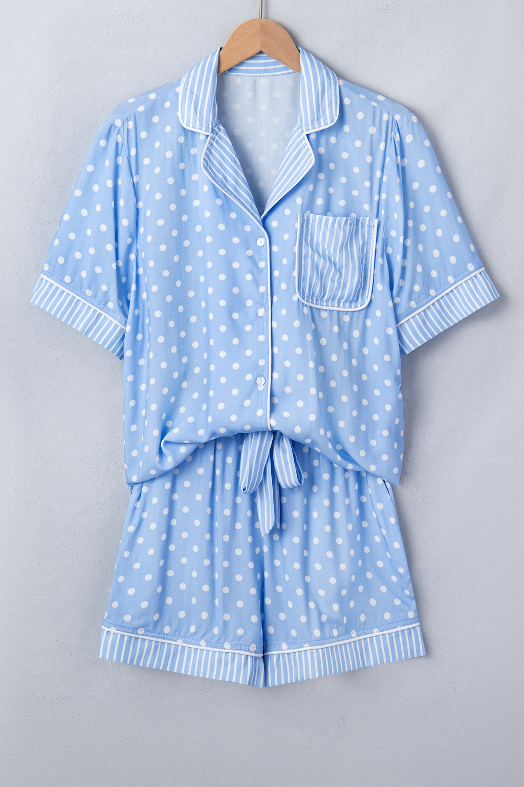 Sky Blue Dotted Pajama Set