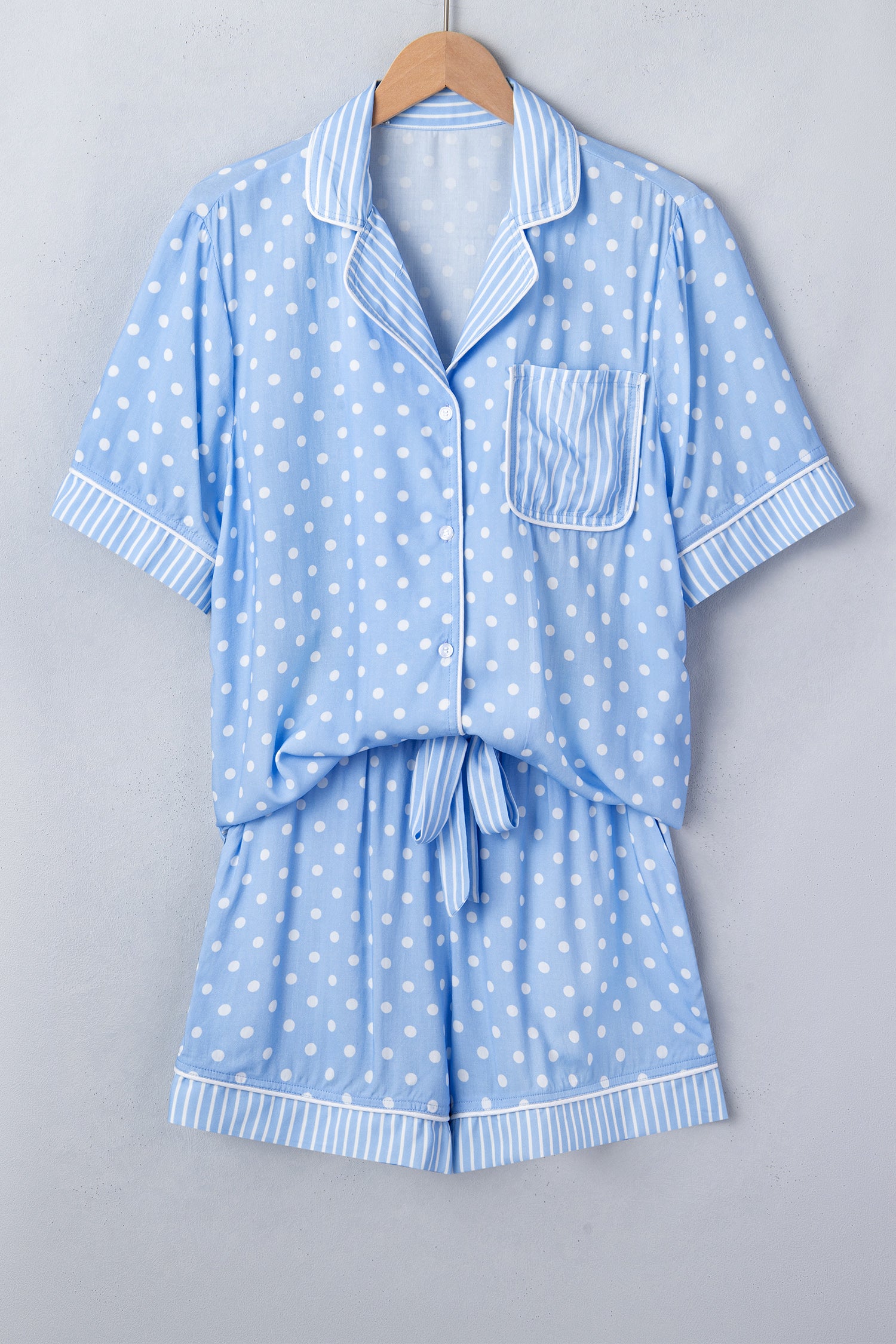 Sky Blue Dotted Pajama Set