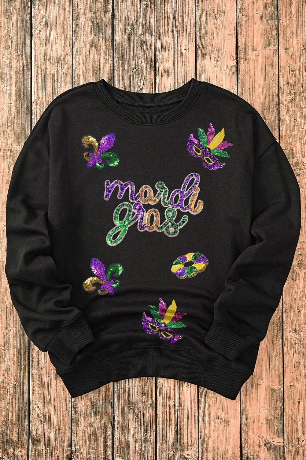 Mardi Gras Sequin Fleur de Lis Sweatshirt