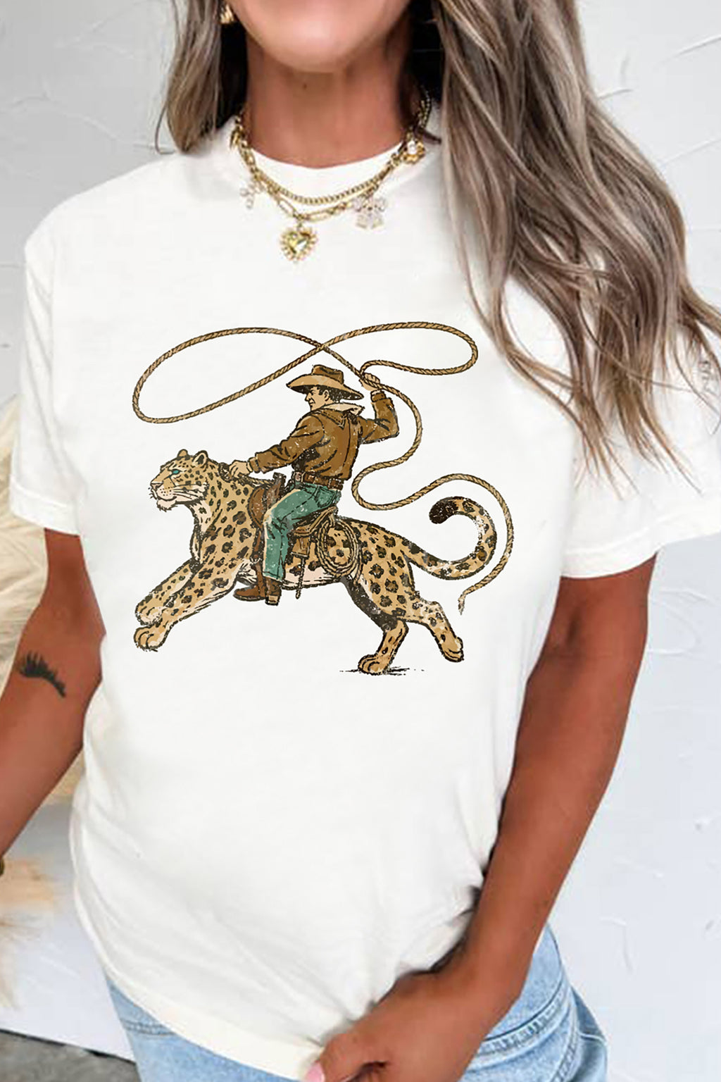 Rodeo Leopard Cowboy Graphic Tee