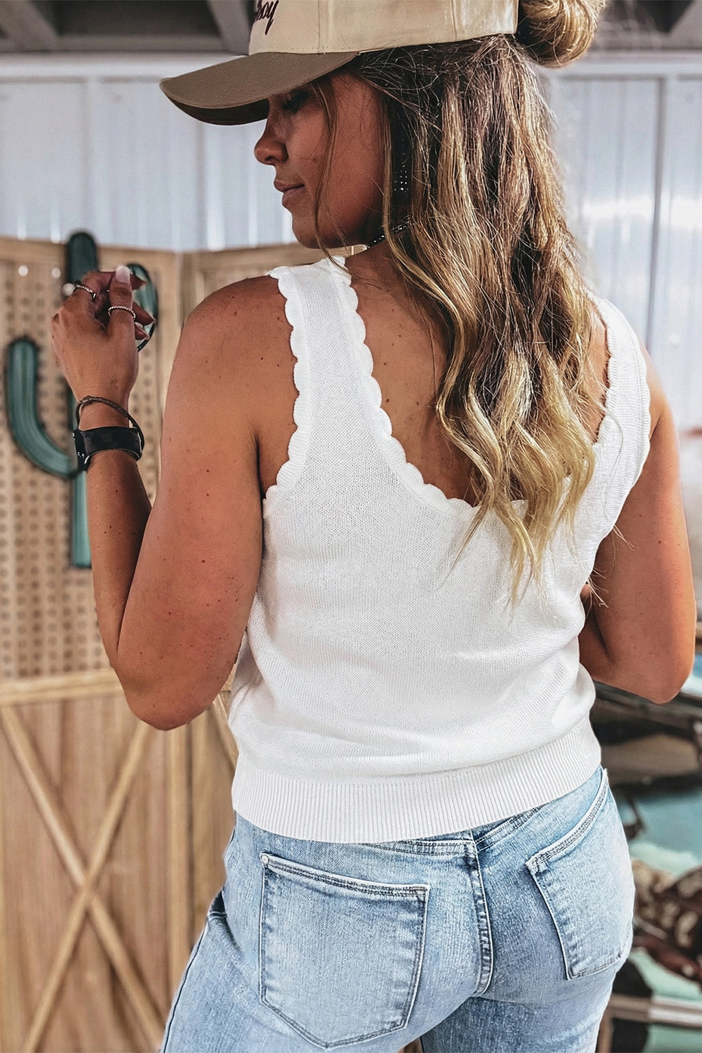 Prairie Floral Scalloped Sweater Vest
