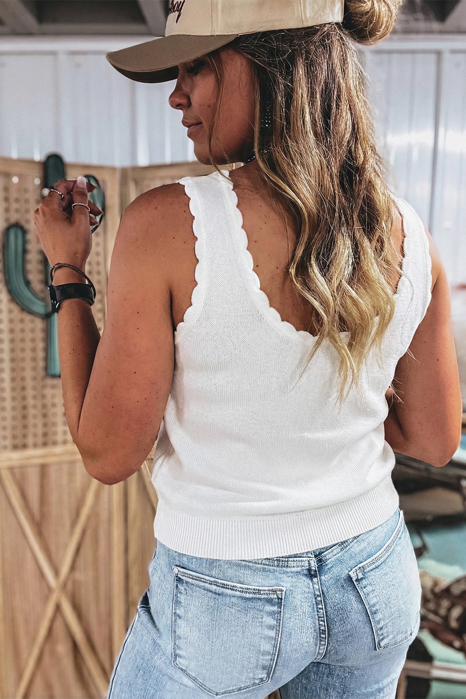 Prairie Floral Scalloped Sweater Vest