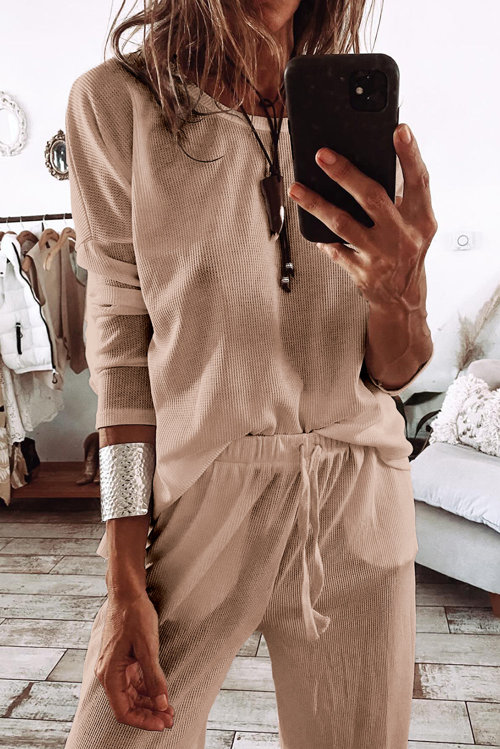 Parchment Textured Lounge Pant Set