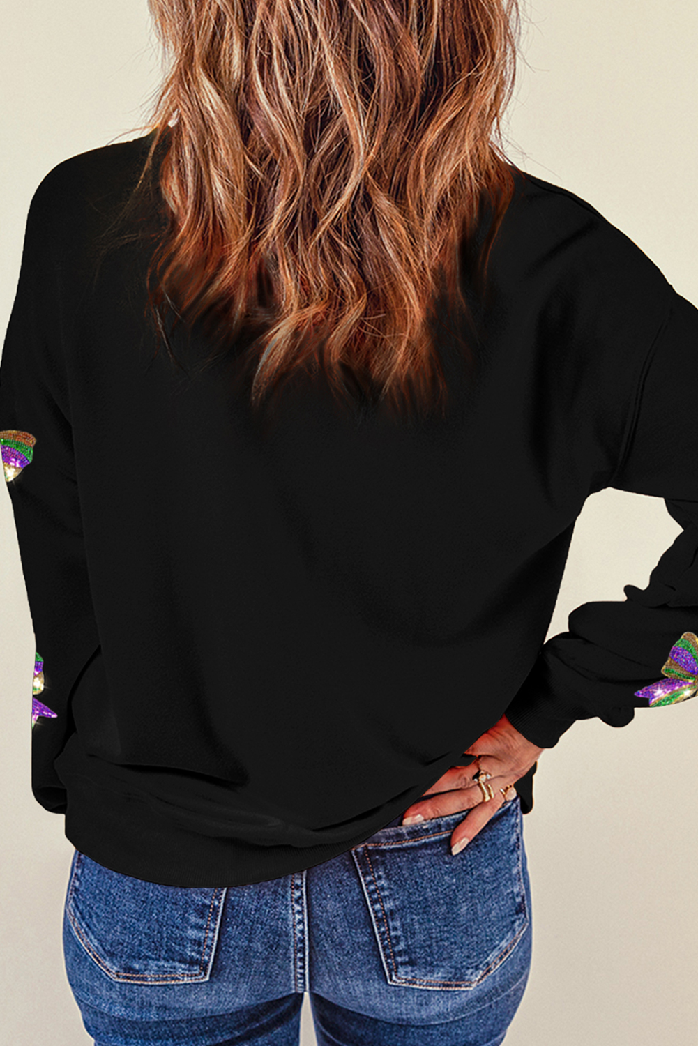 Mardi Gras Sequin Bow Sweatshirt