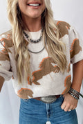 Western Horse Puff Sleeve Sweater