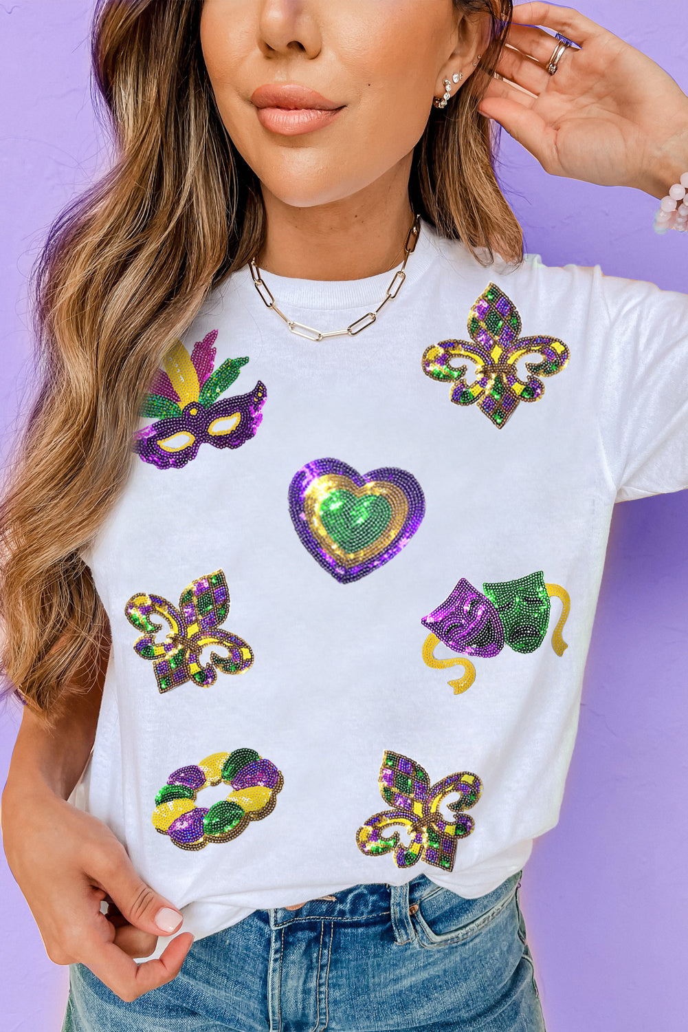 Mardi Gras Sequin Symbol Tee