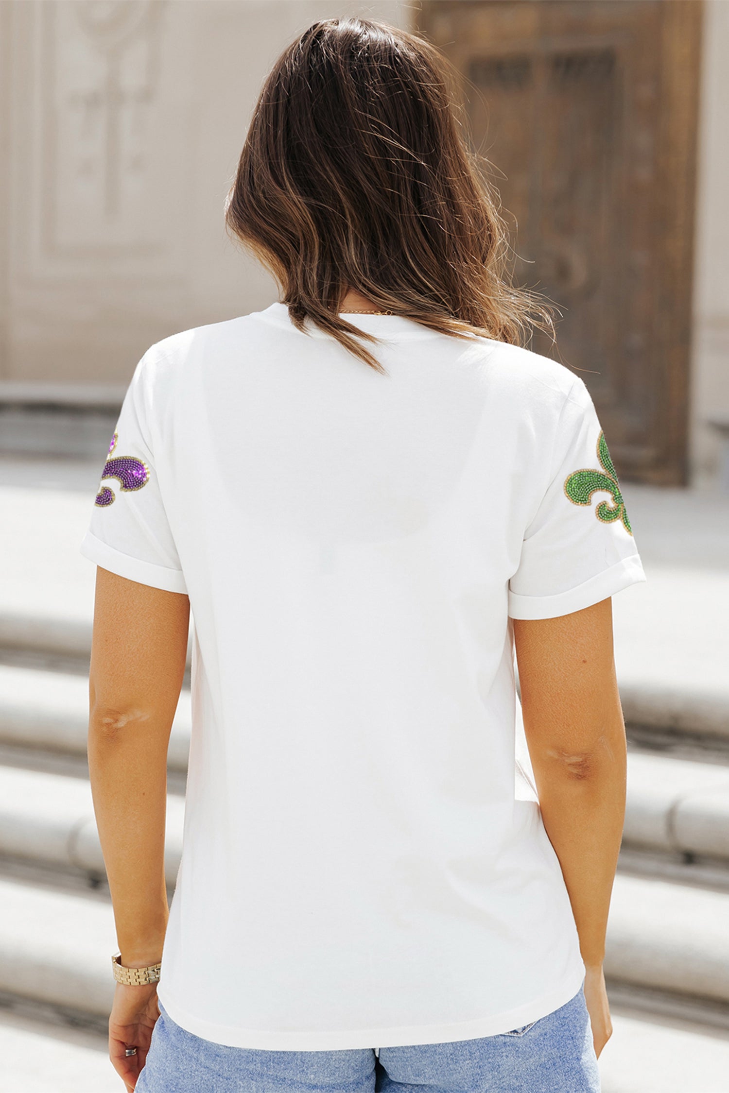Mardi Gras Sequin Fleur de Lis Tee