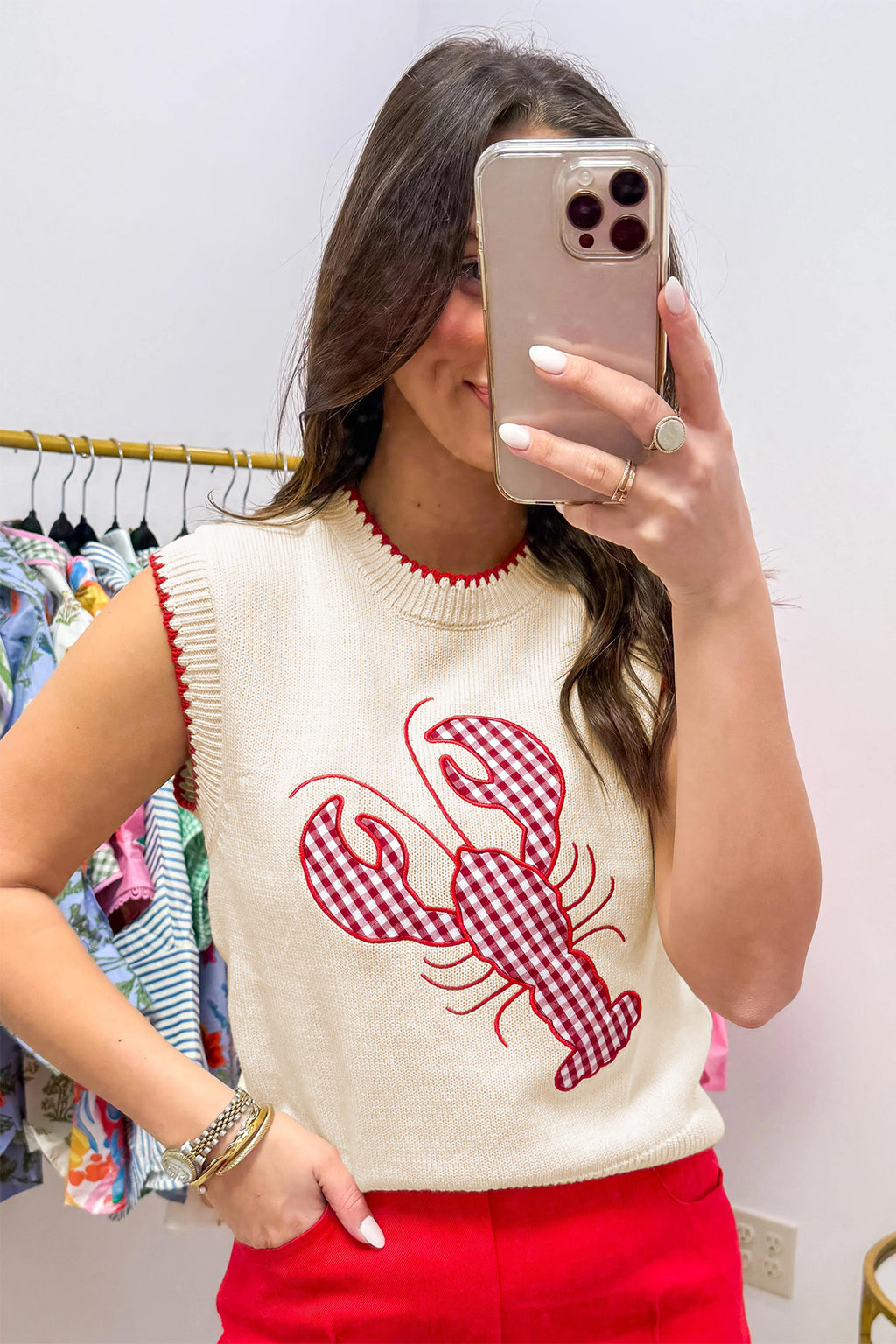 Louisiana Plaid Crawfish Sweater Vest