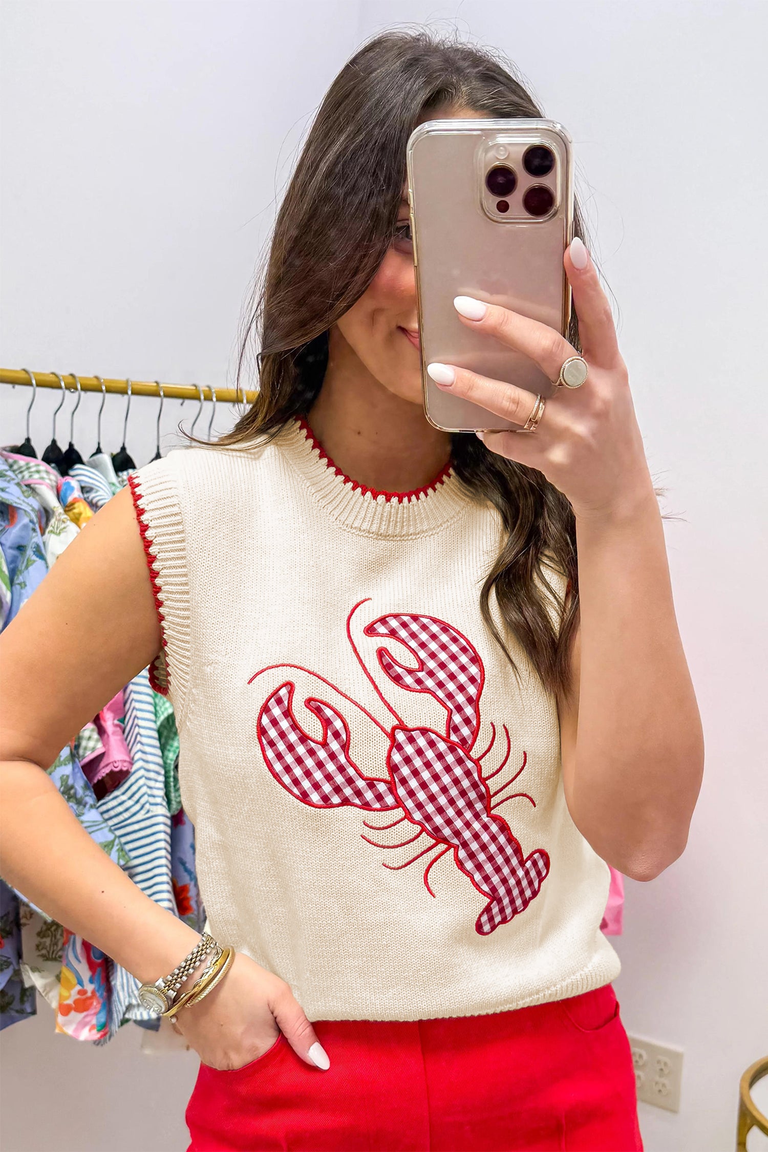 Louisiana Plaid Crawfish Sweater Vest