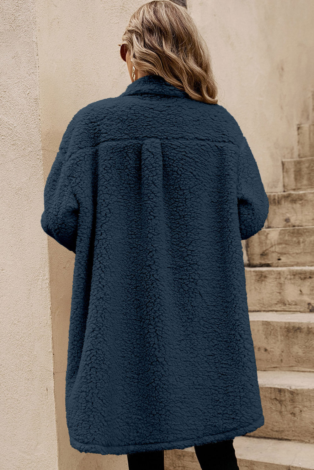 Cozy Contrast Pocket Teddy Coat