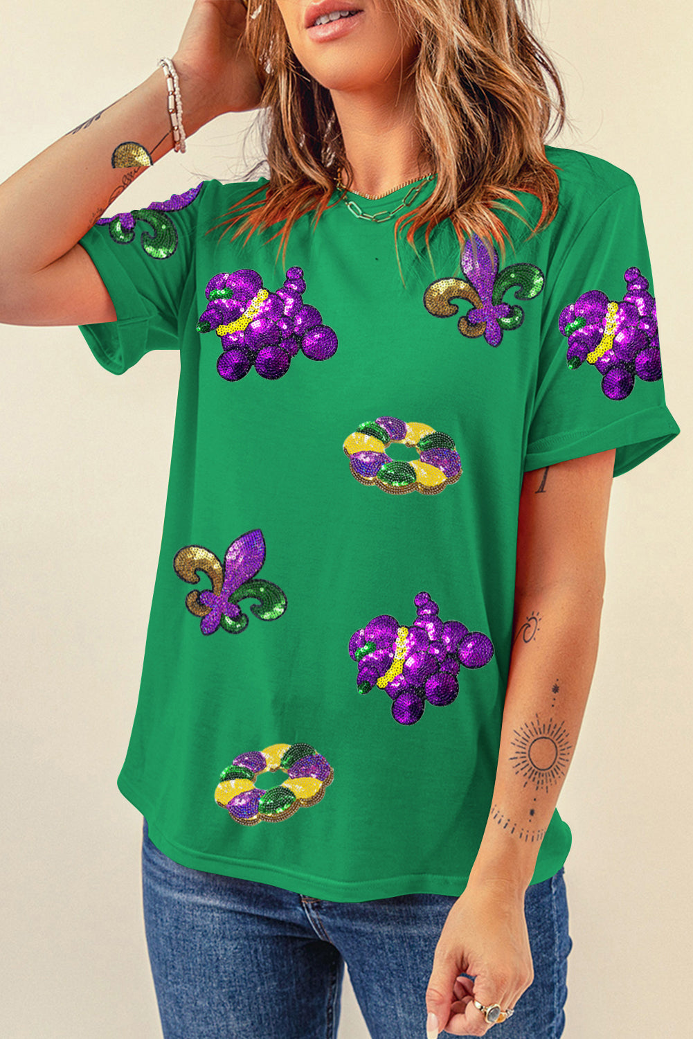 Mardi Gras Sequin Patch Tee
