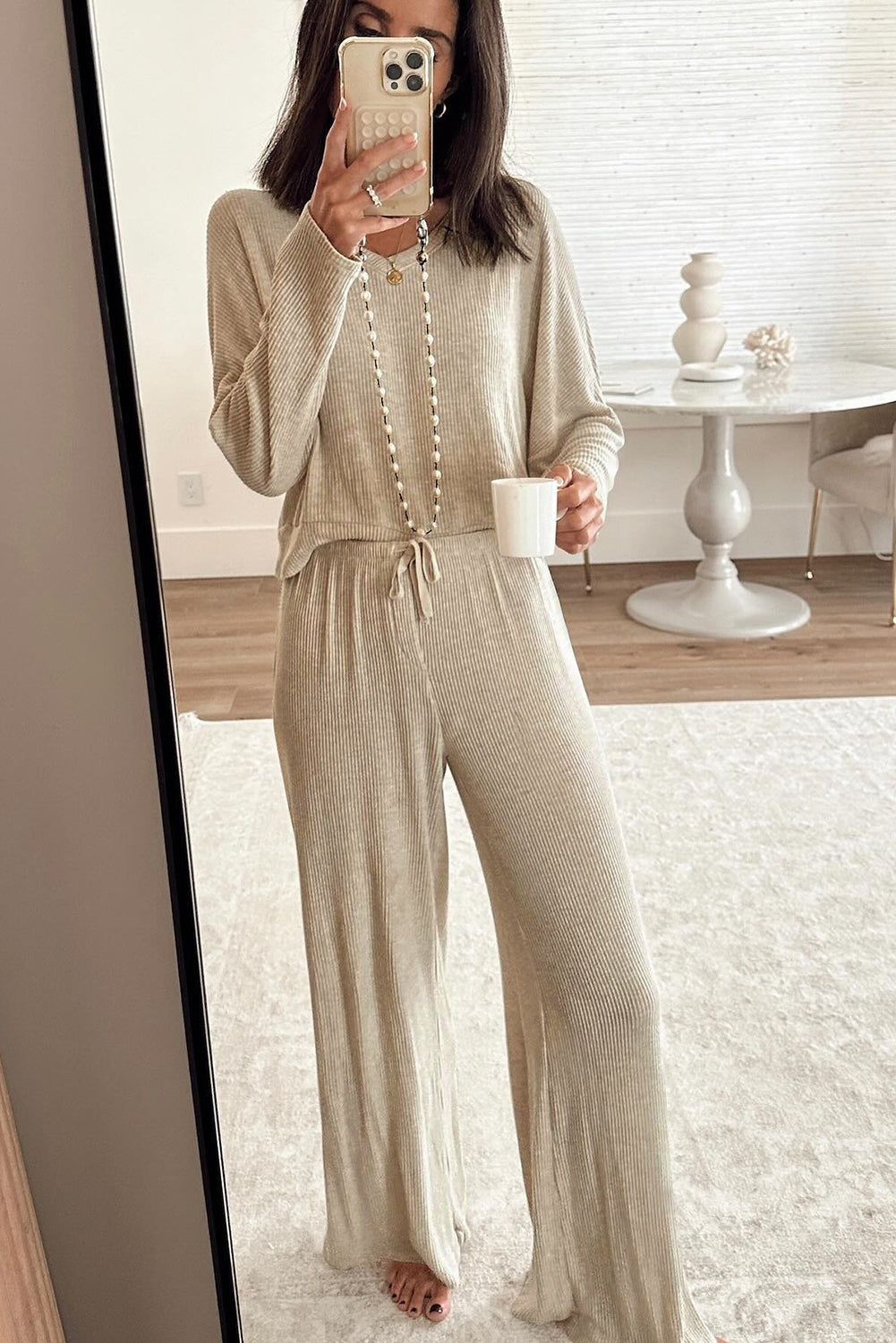 Cozy 3D Ribbed Lounge Pant Set